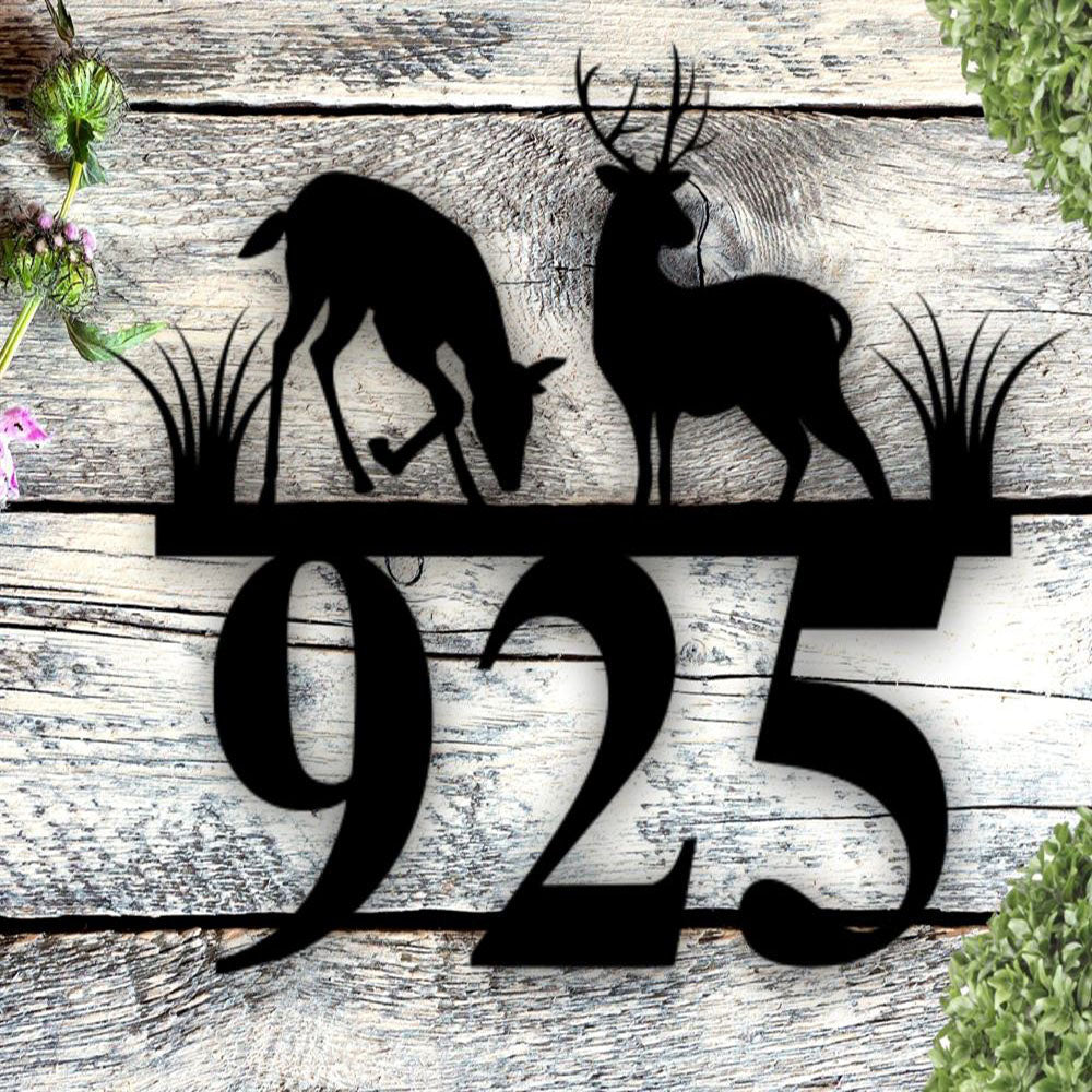 Metal Address Sign, Deer Address Sign Metal Deer Sign Deer Yard Sign Address Sign Deer House Number Plaque Yard Address Sign Antler Address