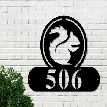 Metal Address Sign, House Number Sign With Dragon Metal Address Plaque Outdoor Metal Wall Art Medieval Fantasy Laser Cut Metal Matte Black