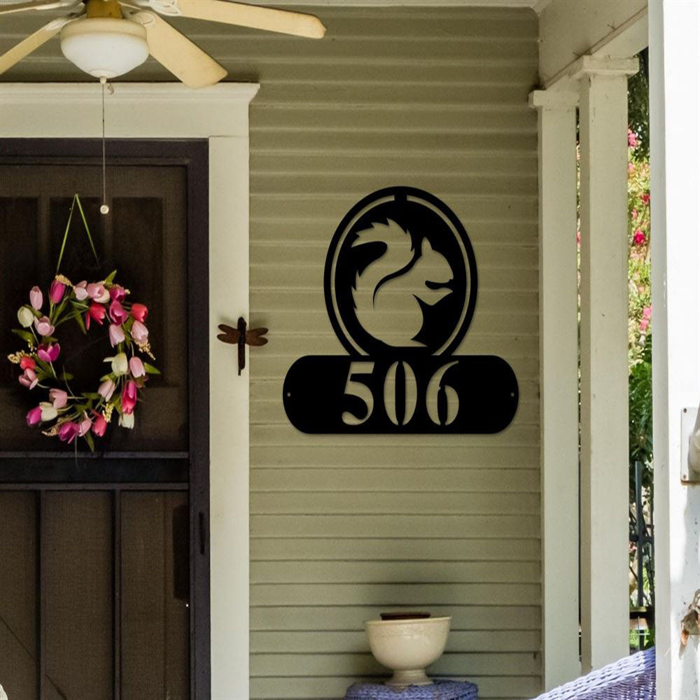 Metal Address Sign, House Number Sign With Dragon Metal Address Plaque Outdoor Metal Wall Art Medieval Fantasy Laser Cut Metal Matte Black