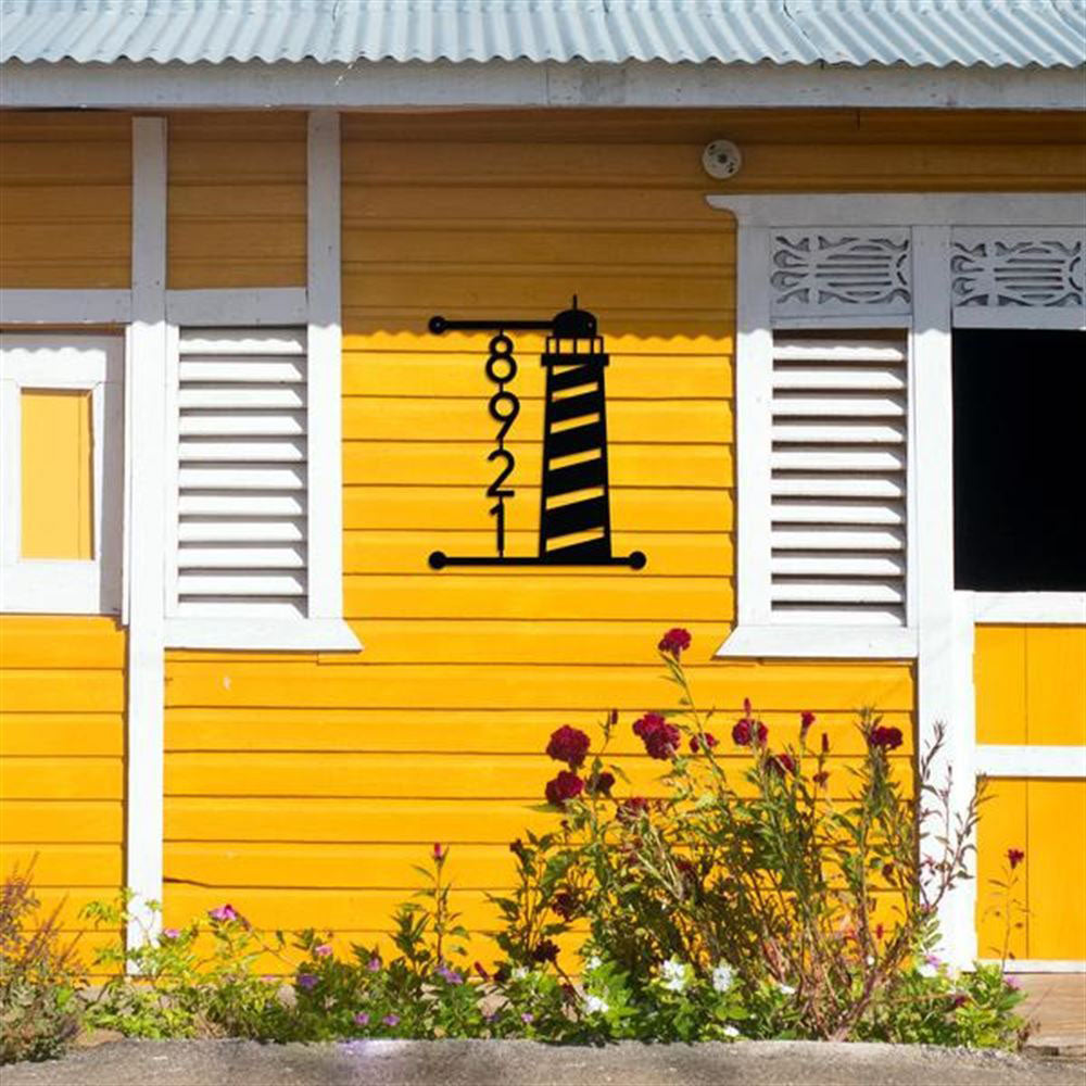 Metal Address Sign, Metal Lighthouse Address Sign Cut Metal Sign Metal Wall Art Metal House Sign