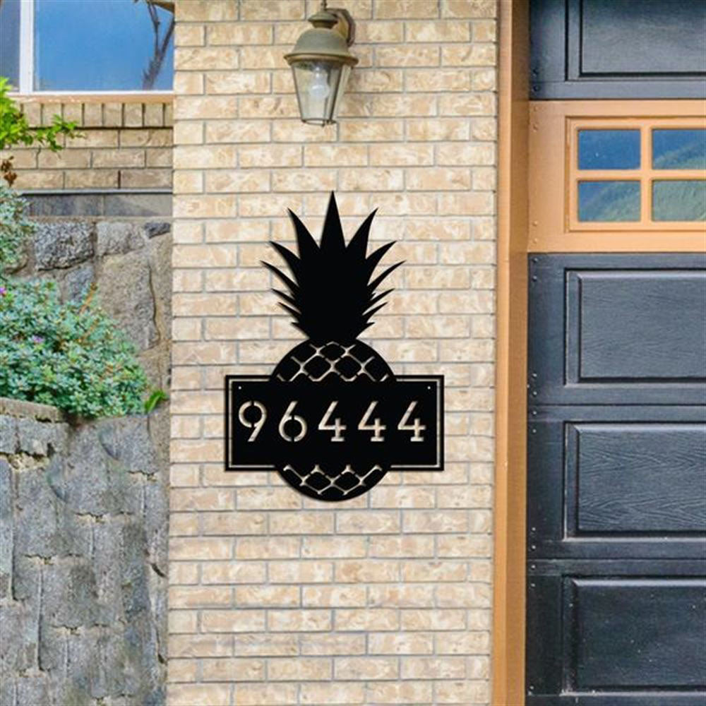 Metal Address Sign, Metal Pineapple Address Sign Cut Metal Sign Metal Wall Art Metal House Sign