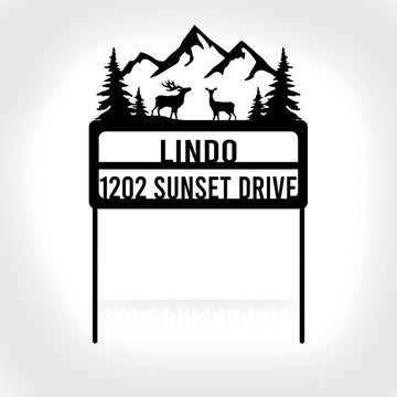 Metal Address Sign, Metal Rustic Yard Address Sign Cut Metal Sign Metal Wall Art Metal House Sign