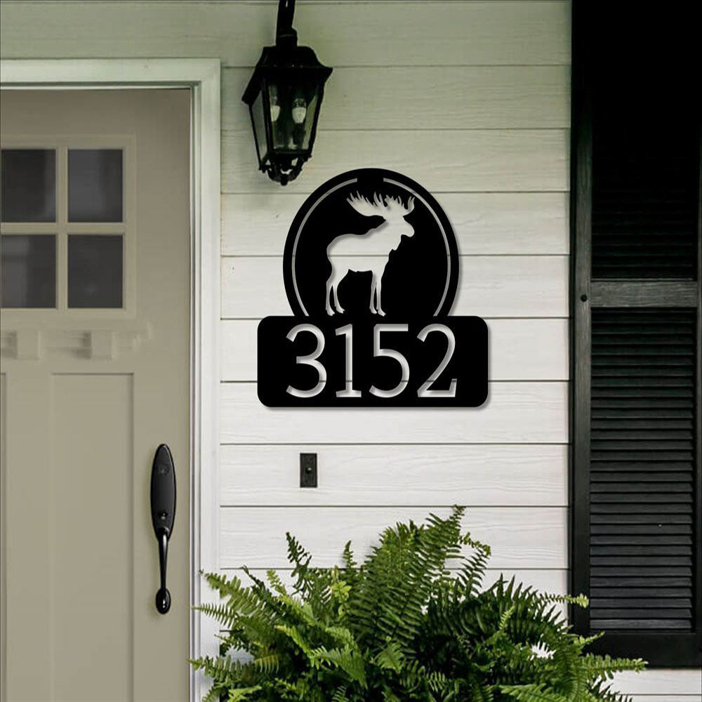Metal Address Sign, Moose Custom Metal Address Sign, Custom Address Sign