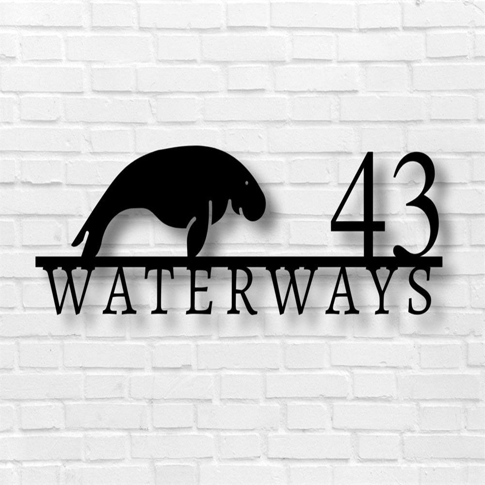 Metal Address Sign, Nautical House Number With Anchor Metal Address Plaque Outdoor Metal Wall Art Beach Sign Laser Cut Sign Copper Vein