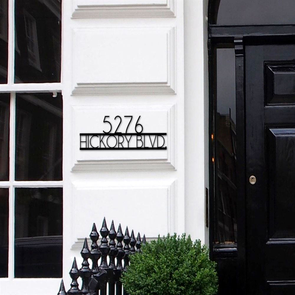 Metal Address Sign, Outdoor House Number Metal Sign With Heron And Cattails, 2 Digit Black Custom Sign Address Sign