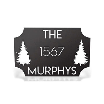 Metal Address Sign, Pine Tree Address Sign Cut Metal Sign Metal Wall Art Metal House Sign