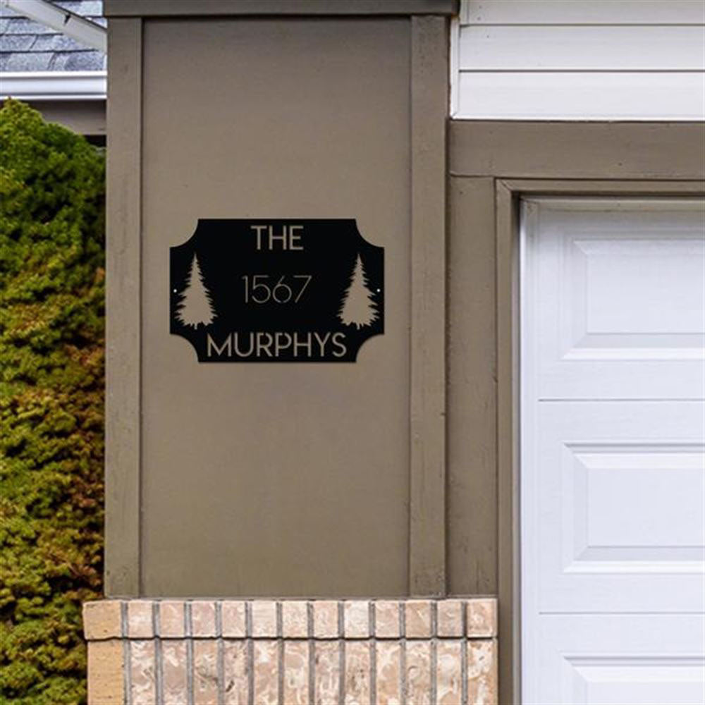 Metal Address Sign, Pine Tree Address Sign Cut Metal Sign Metal Wall Art Metal House Sign