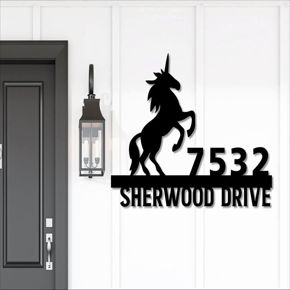 Metal Address Sign, Unicorn Metal Address Sign, Custom Address Sign Cut Metal Sign Wall Metal Art