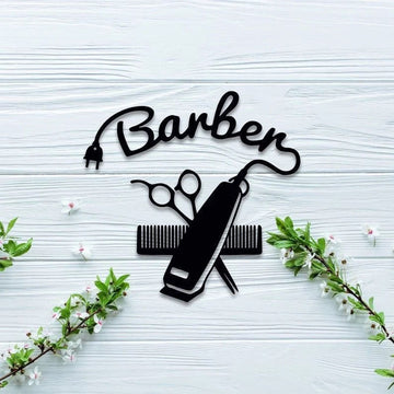 Metal Barber Shop Sign, Cut Metal Sign, Metal House Sign, Anniversary Gift, Home Decor Sign, Outdoor Sign, Wall Hanging Art