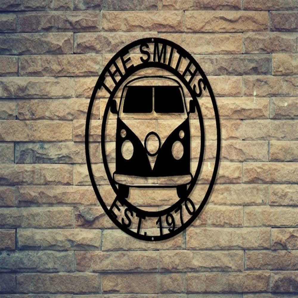 Metal Hippie Bus Sign, 70's Hippie Bus Decoration, Metal Garage Decoration, Metal Antique Car