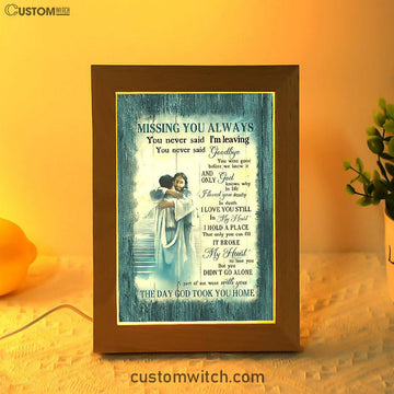 Missing You Always Frame Lamp - Jesus Christ Hugging Man In Heaven Frame Lamp - Christian Art - Religious Home Decor