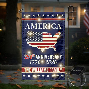 Personalized Family Name America 250th Anniversary LED Garden Flag