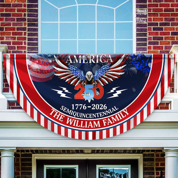Custom Family Name 250 Years America Semiquincentennial Non-Pleated Fan Flag