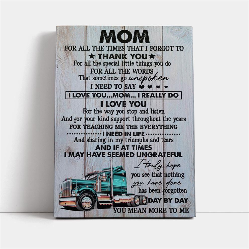 Mom, Thank You For Everything Truck Canvas, Mother&#39;s Day Canvas Art, Gift For Mom, Birthday Gift, Mother&#39;s Day Wall Art