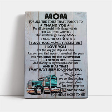 Mom, Thank You For Everything Truck Canvas, Mother&#39;s Day Canvas Art, Gift For Mom, Birthday Gift, Mother&#39;s Day Wall Art