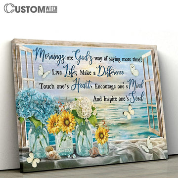 Mornings Are God's Way Of Saying More Time Beach Flower Butterfly Large Canvas - Christian Canvas Prints - Religious Canvas Art