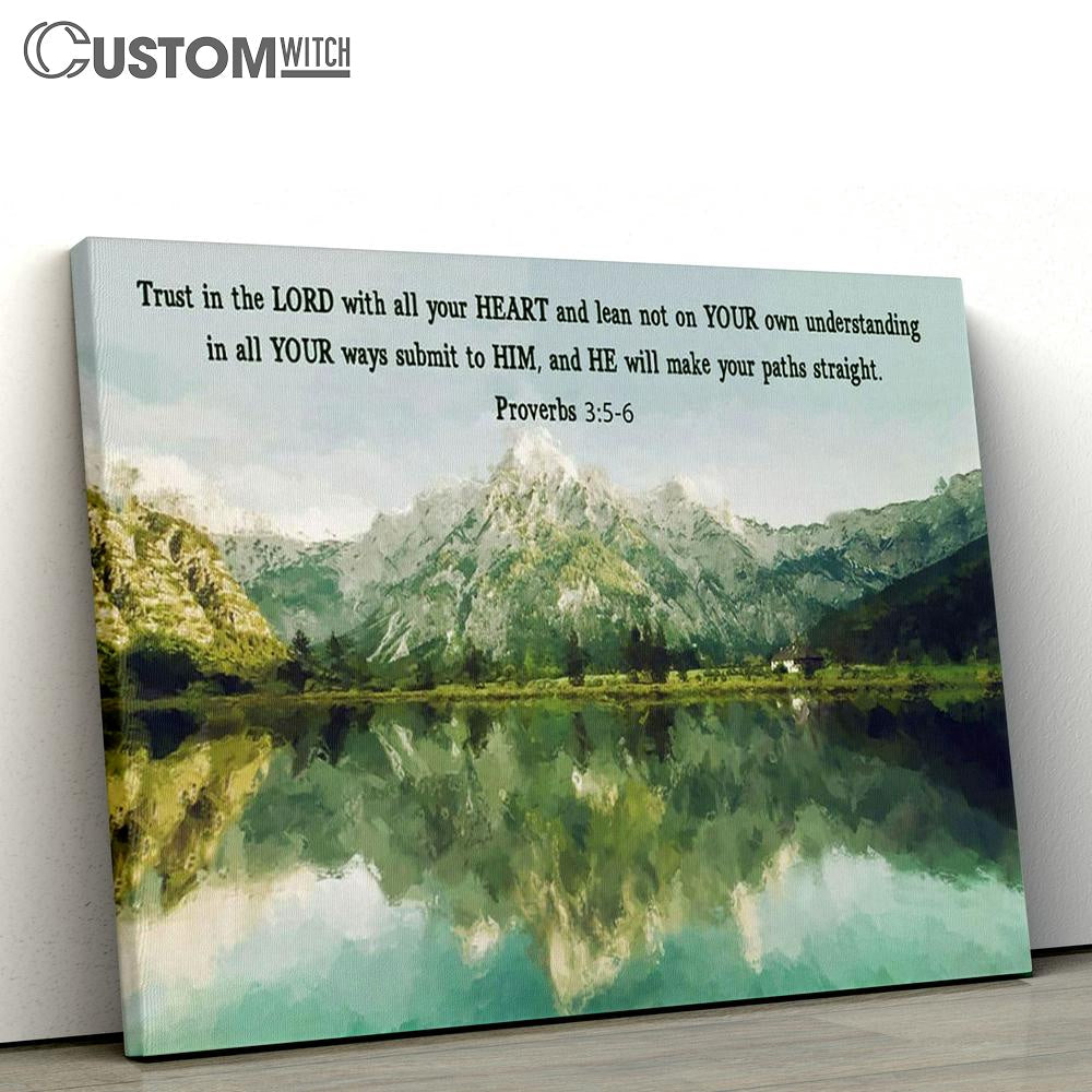 Mountain Lake Proverbs 35-6 Trust In The Lord With All Your Heart Canvas Art - Scripture Canvas Prints - Christian Wall Art_9239 2