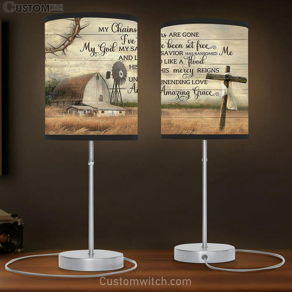 My Chains Are Gone I&#39;ve Been Set Free Table Lamp Gift - Amazing Grace - Bible Verse Lamp Gift - Christian Home Decor