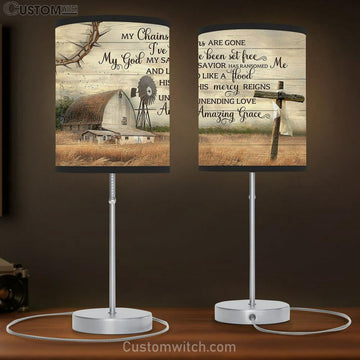 My Chains Are Gone I&#39;ve Been Set Free Table Lamp Gift - Amazing Grace - Bible Verse Lamp Gift - Christian Home Decor