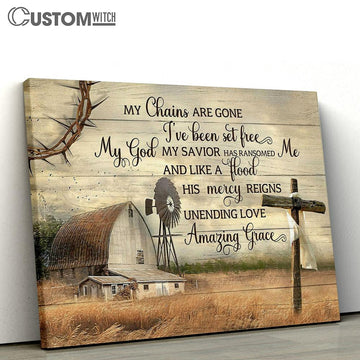 My Chains Are Gone I&#39;ve Been Set Free Canvas Wall Art - Amazing Grace - Bible Verse Wall Art - Christian Home Decor