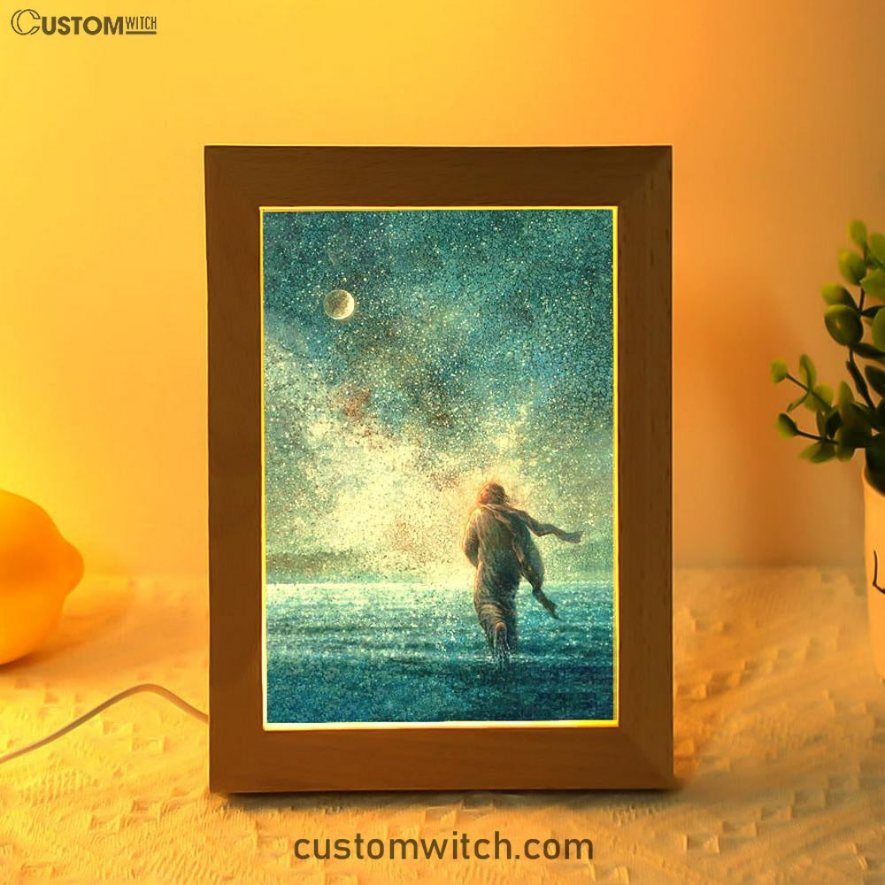 My Father&#39;s Creations Jesus And The Night Frame Lamp Prints - Jesus Christ Frame Lamp Art - Christian Decor