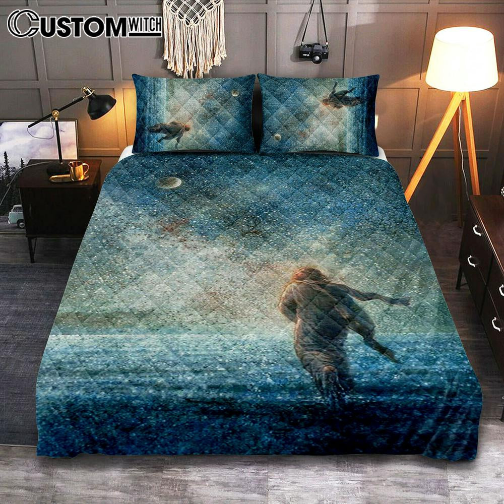 My Father&#39;s Creations Jesus And The Night Quilt Bedding Set Prints - Jesus Christ Quilt Bedding Set Art - Christian Cover Twin Bedding Decor