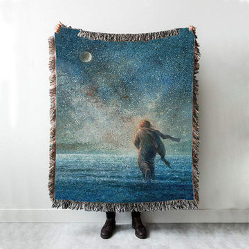 My Father&#39;s Creations Jesus And The Night Woven Blanket Prints - Jesus Christ Woven Blanket Art - Christian Boho Blanket