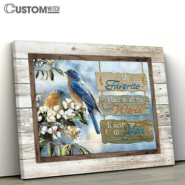 My Favorite Place In All The World Bluebird Jasmine Forest Canvas Art - Christian Wall Art Decor - Bible Verse Canvas