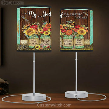 My God That Is Who You Are Table Lamp Gift - Way Maker Miracle Worker Promise Keeper - Bible Verse Lamp Gift - Christian Home Decor