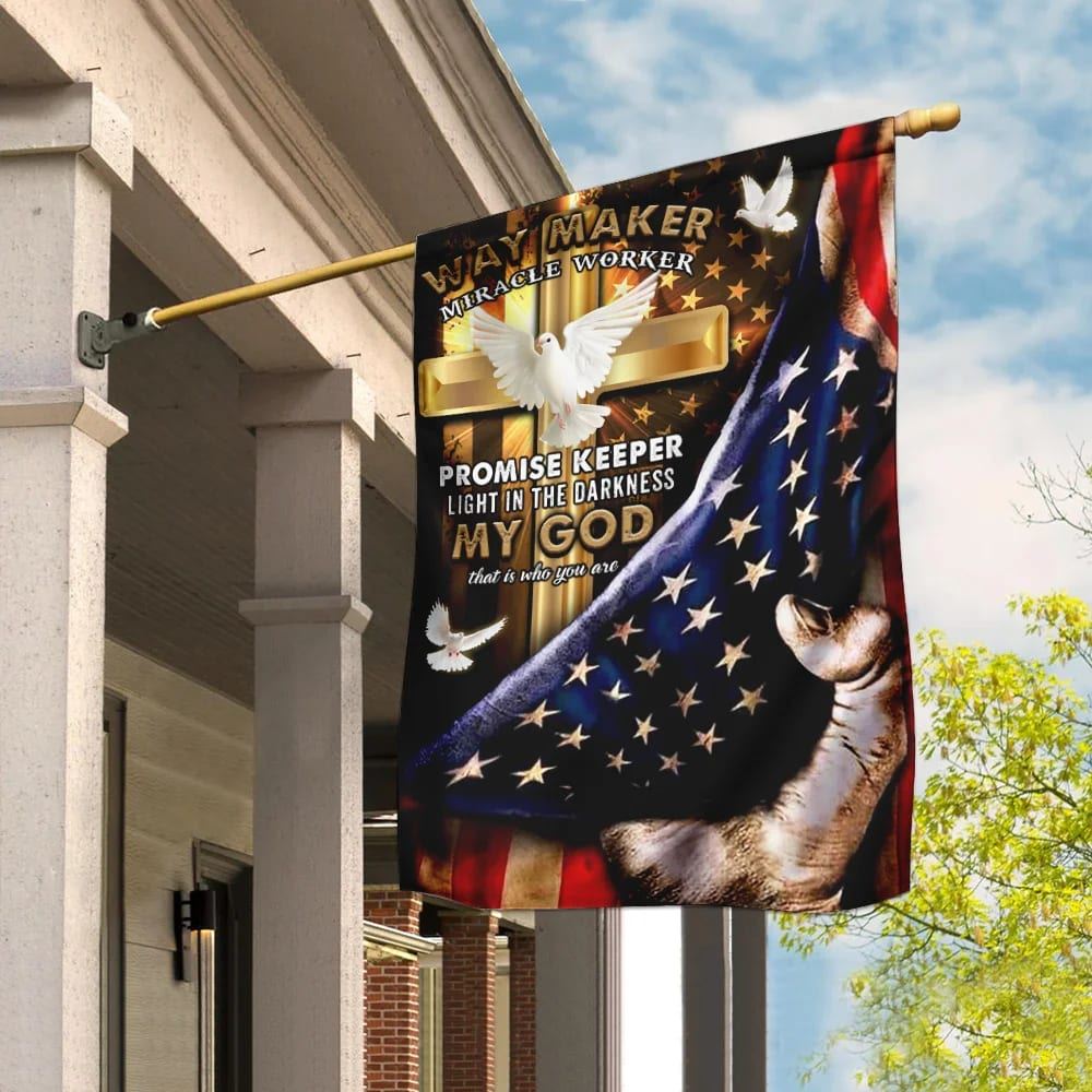 My God Way Maker Miracle Worker Christian Doves House Flags, Christian Flag, Scripture Flag, Garden Banner