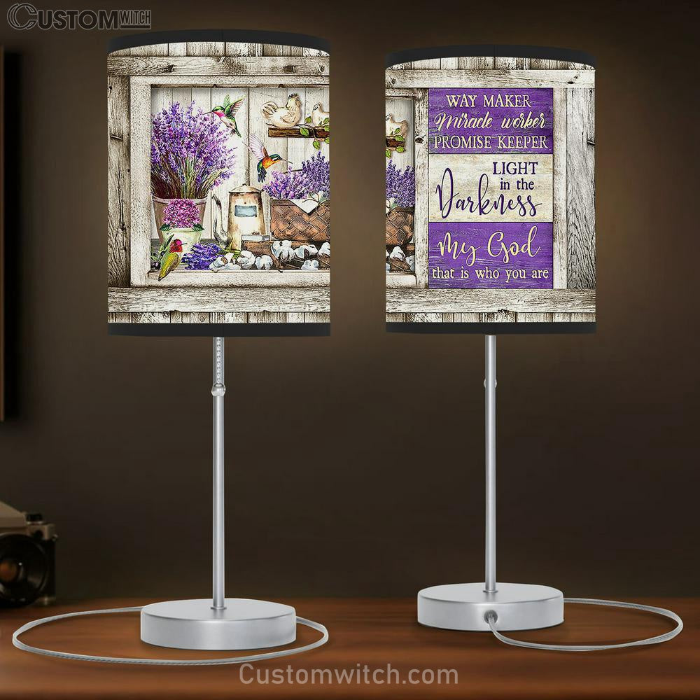 My God is the light in the darkness Dried lavender hummingbird Table Lamp Gift - Bible Verse Table Lamp - Religious Bedroom Decor