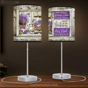 My God is the light in the darkness Dried lavender hummingbird Table Lamp Gift - Bible Verse Table Lamp - Religious Bedroom Decor