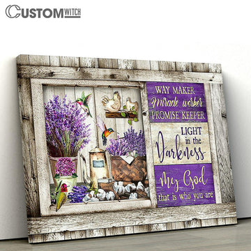My God is the light in the darkness Dried lavender hummingbird Canvas Wall Art - Bible Verse Canvas - Religious Prints