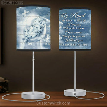 My Heart Is Full Of Memories Table Lamp - Baby Cat Jesus Take My Hand Table Lamp Gift - Bible Verse Table Lamp - Religious Bedroom Decor