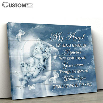 My Heart Is Full Of Memories Canvas - Baby Cat Jesus Take My Hand Canvas Wall Art - Bible Verse Canvas - Religious Prints