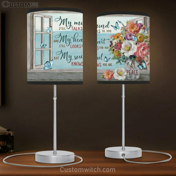 My Mind Still Talks To You Brilliant Flower Blue Butterfly Window Beach Large Table Lamp - Christian Table Lamp Prints - Religious Table Lamp Art