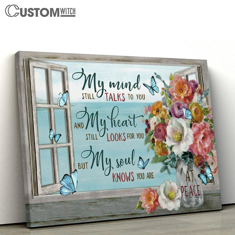 My Mind Still Talks To You Brilliant Flower Blue Butterfly Window Beach Large Canvas - Christian Canvas Prints - Religious Canvas Art