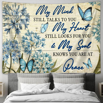 My Mind Still Talks To You Butterflies Large Tapestry - Christian Tapestry Prints - Religious Tapestry Art