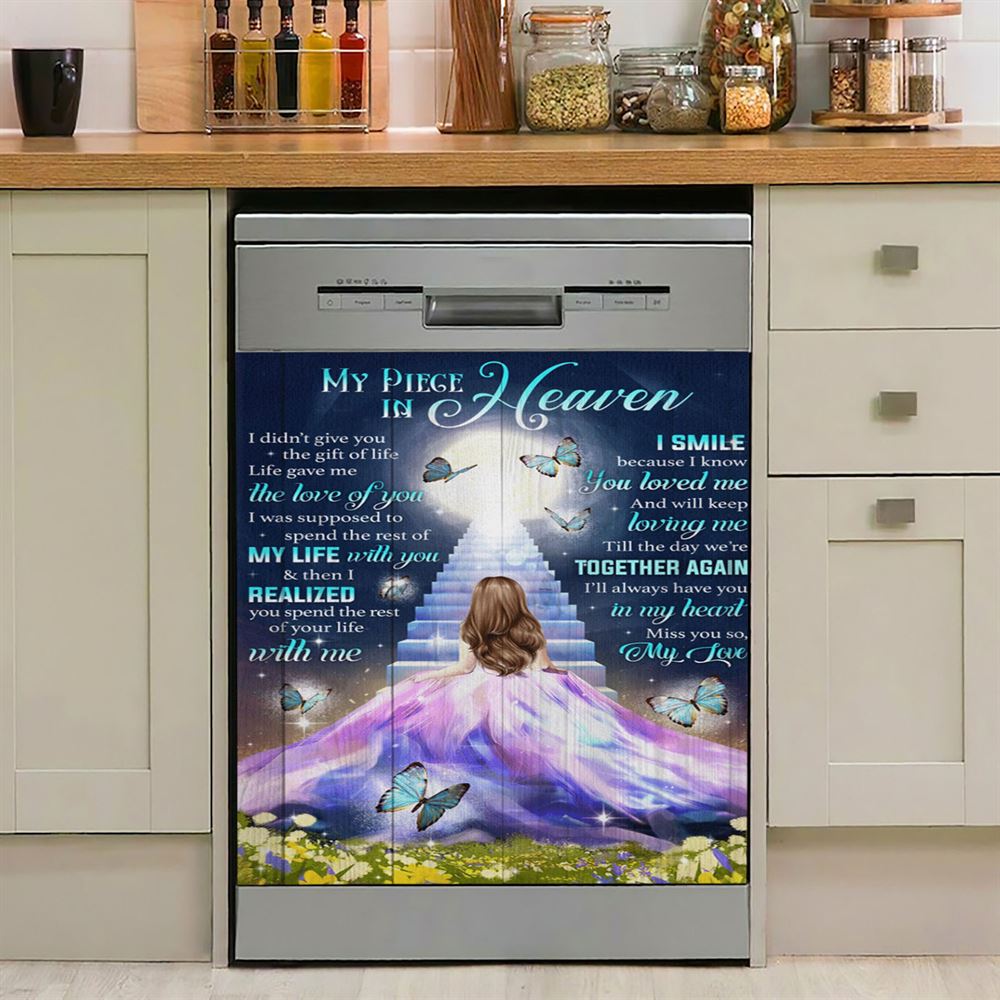 My Piece In Heaven Beautiful Girl Dishwasher Cover, Christian Dishwasher Wrap, Bible Verse Kitchen Decoration