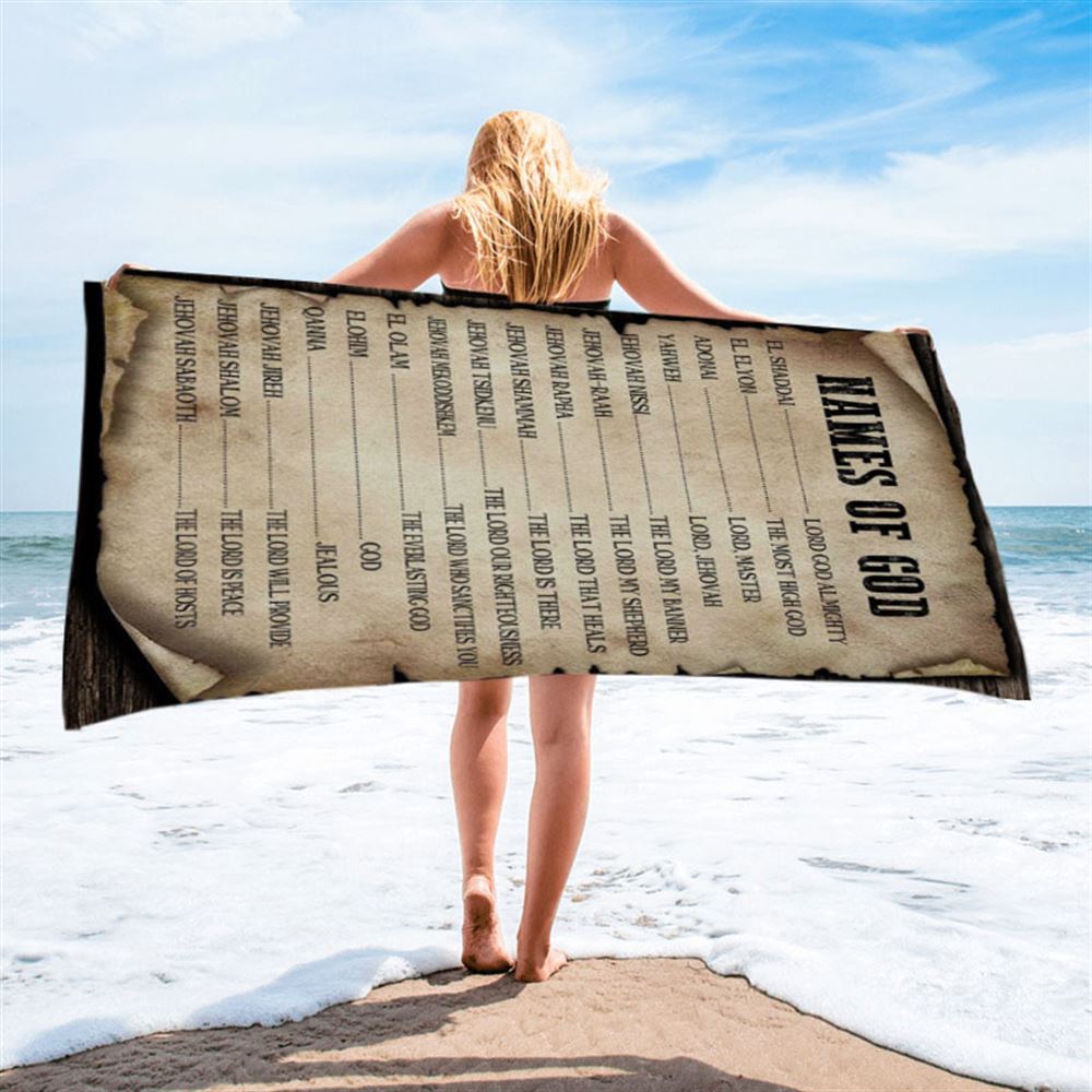 Names Of God Christian Beach Towel - Bible Verse Beach Towel - Scripture Beach Towel