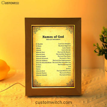 Names Of God Frame Lamp Art - The Old Testament - Christian Night Light Decor