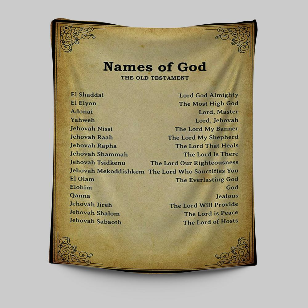 Names Of God Tapestry Wall Art - The Old Testament - Christian Tapestries Wall Art Decor
