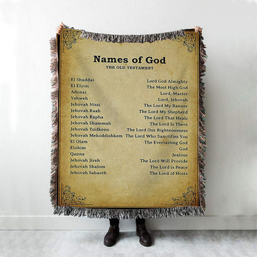 Names Of God Woven Throw Blanket - The Old Testament - Christian Woven Throw Blanket Decor
