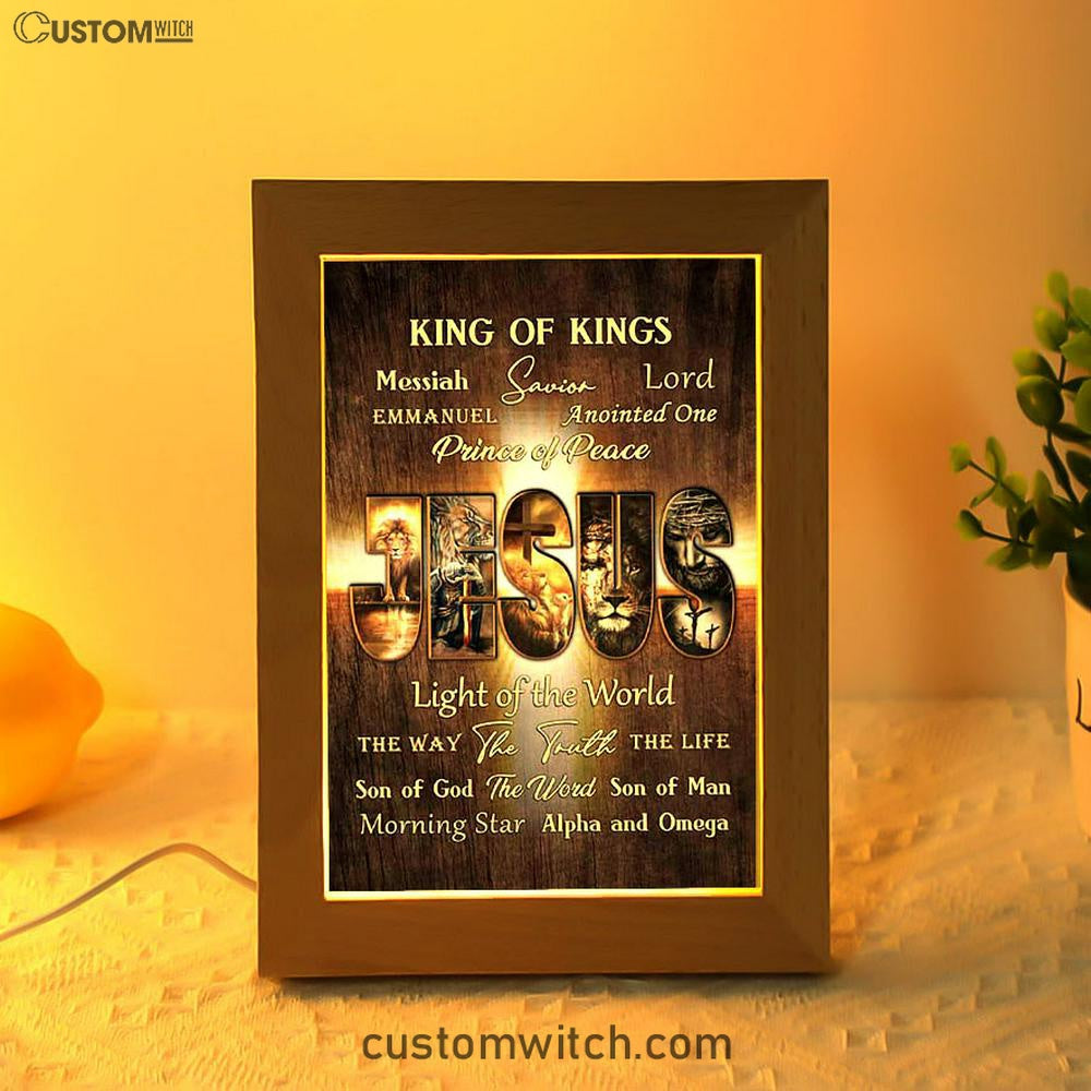 Names Of Jesus Warrior Of God Frame Lamp Print - Inspirational Frame Lamp Art - Christian Art Home Decor