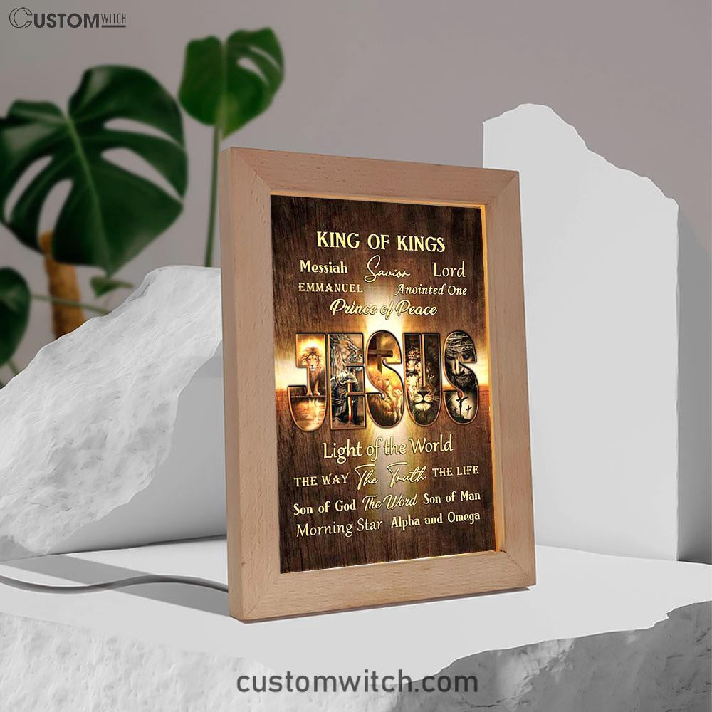 Names Of Jesus Warrior Of God Frame Lamp Print - Inspirational Frame Lamp Art - Christian Art Home Decor