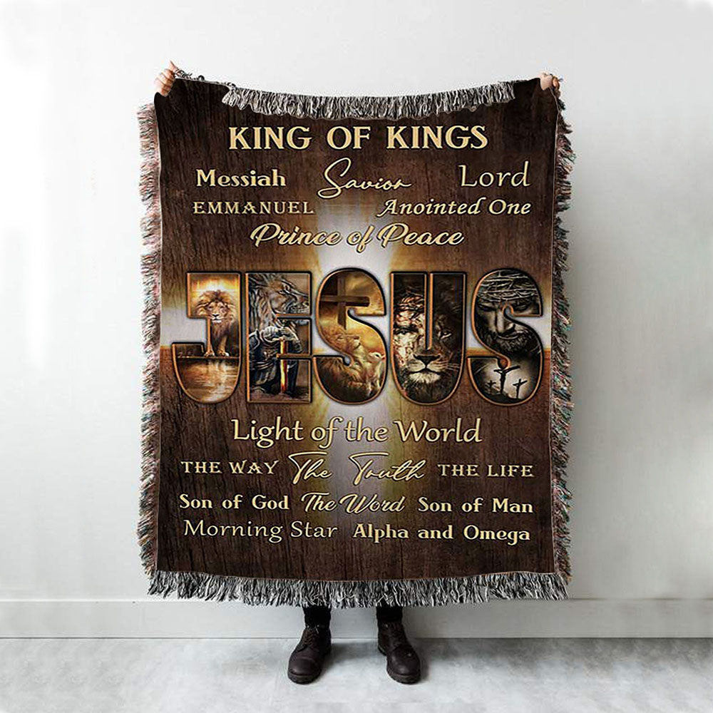 Names Of Jesus Warrior Of God Woven Blanket Print - Inspirational Woven Blanket Art - Christian Throw Blanket Home Decor