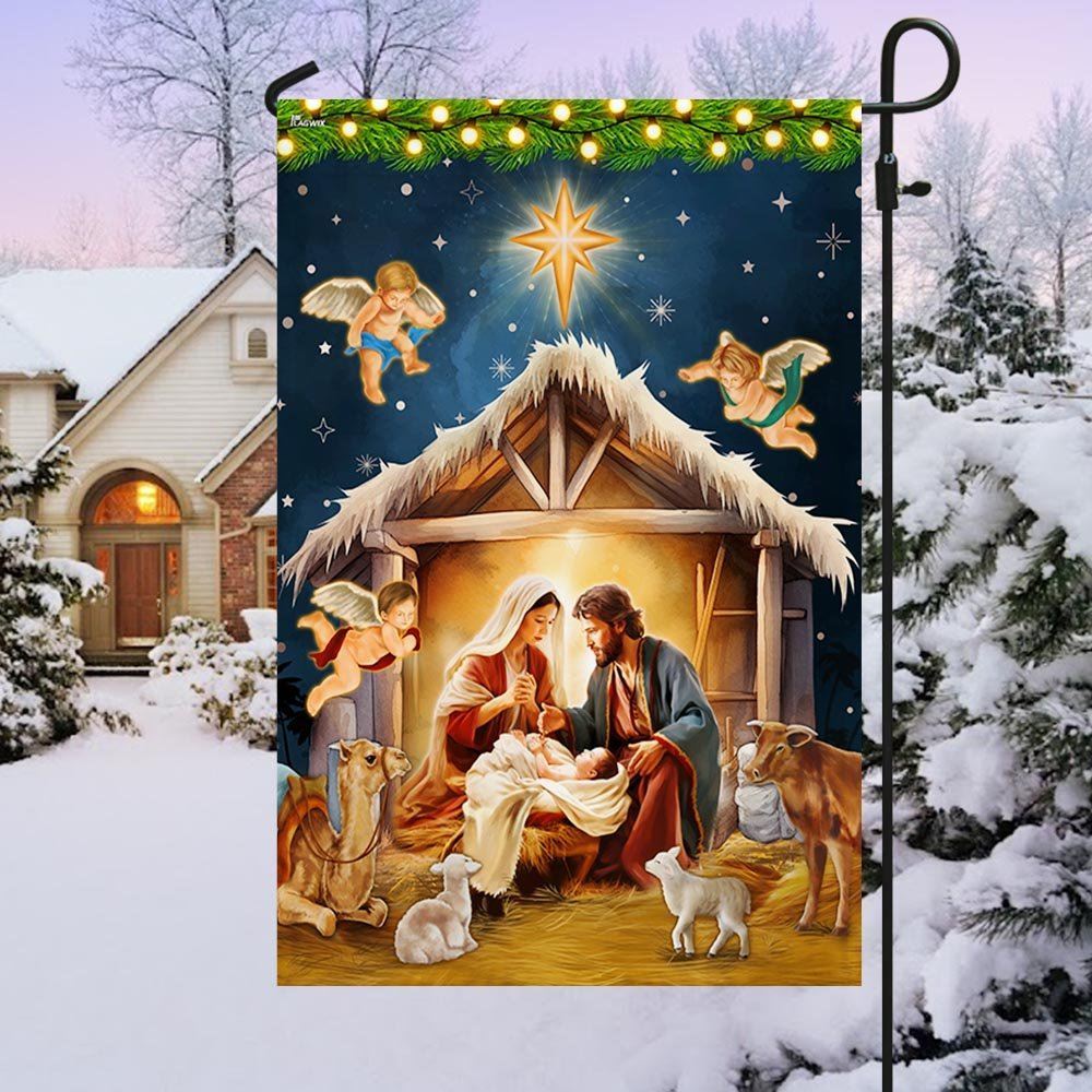 Nativity Of Jesus Christmas Flag Oh Holy Night Flag, Christian Christmas House Flag, Christmas Outdoor Decor Ideas