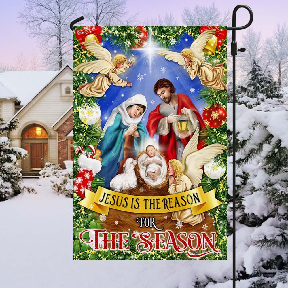Nativity Of Jesus Holy Night Christmas Flag Jesus Is The Reason For The Season Flag, Christian Christmas House Flag, Christmas Outdoor Decor Ideas