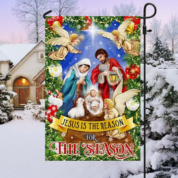 Nativity Of Jesus Holy Night Christmas Flag Jesus Is The Reason For The Season Flag, Christian Christmas House Flag, Christmas Outdoor Decor Ideas