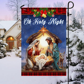 Nativity Of Jesus Oh Holy Night Christmas Flag, Christian Christmas House Flag, Christmas Outdoor Decor Ideas